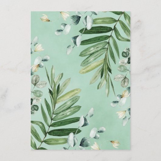 Leafy Greenery Puppy Dog Books for Baby shower Informatiekaartje (Achterkant)