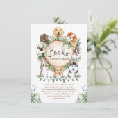 Leafy Greenery Puppy Dog Books for Baby shower Informatiekaartje (Staand voorkant)