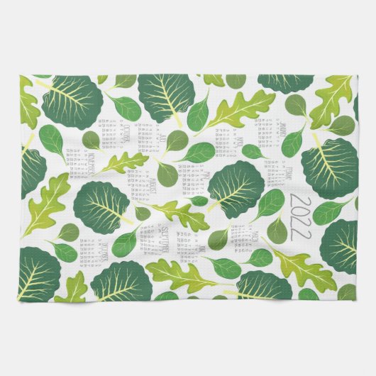 Leafy Greens Calendar Kitchen Towel Theedoek (Horizontaal)