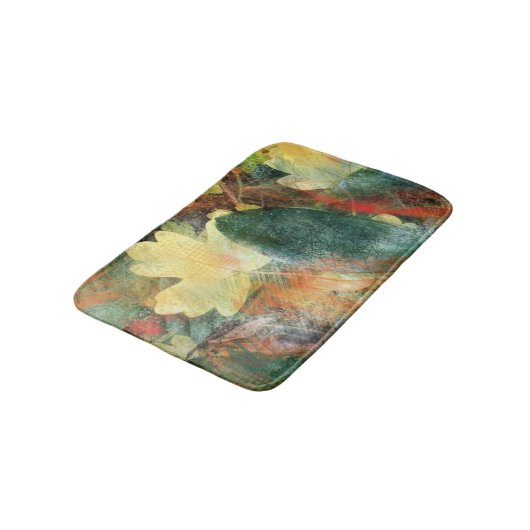 Leafy Grunge Autumn Colors and Textures Badmat (Gekanteld)