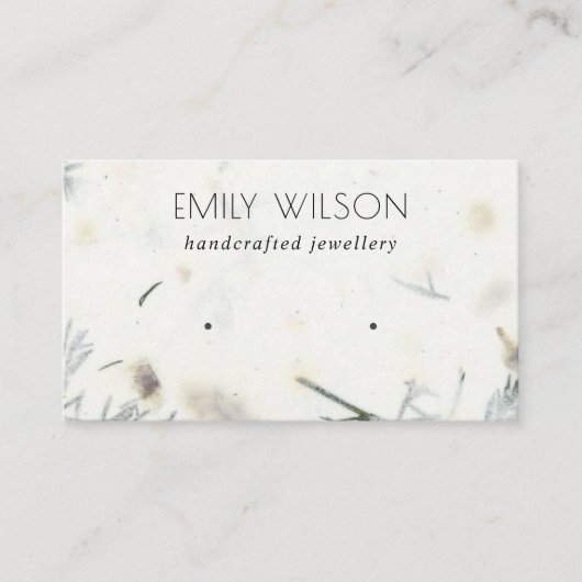 Leafy Handmade Paper Texture Stud Earning Display Visitekaartje (Voorkant)