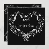 Leafy Heart Invitation Kaart (Voorkant / Achterkant)