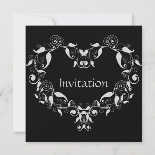 Leafy Heart Invitation Kaart (Voorkant)