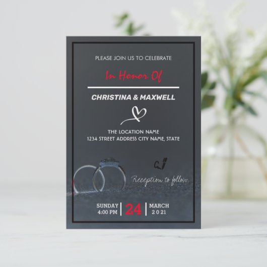 Leafy Hoops Wedding Invitations RSVP Kaartje (Staand voorkant)