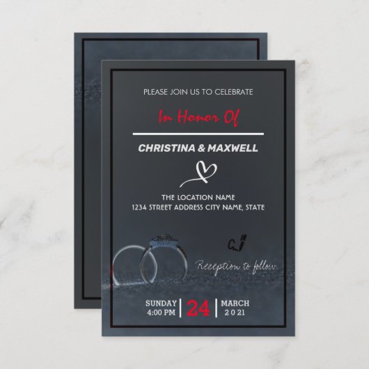 Leafy Hoops Wedding Invitations RSVP Kaartje (Voorkant / Achterkant)