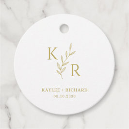 Leafy Initialen bruiloft bruids Verloving repetiti Bedankjes Labels