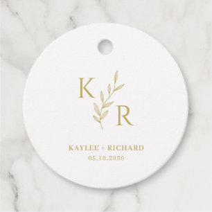 Leafy Initialen bruiloft bruids Verloving repetiti Bedankjes Labels