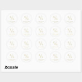 Leafy Initialen Wedding Engagement Party Favoriet Ronde Sticker (Vel)