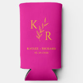 Leafy Initialen Wedding Engagement Party Favoriet Seltzer Blikjeskoeler (Voorkant)