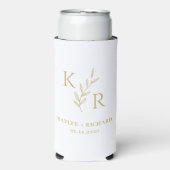 Leafy Initialen Wedding Engagement Party Favoriet Seltzer Blikjeskoeler (Seltzer Voorkant)