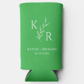 Leafy Initialen Wedding Engagement Party Favoriet Seltzer Blikjeskoeler (Voorkant)