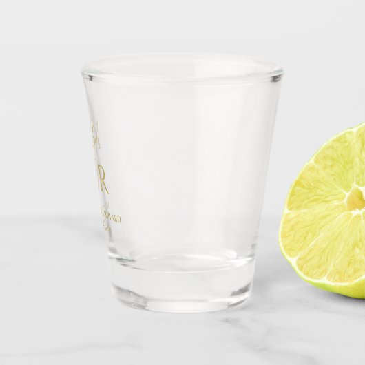 Leafy Initialen Wedding Vrijgezellenfeest Verlovin Shot Glas (Rechts)