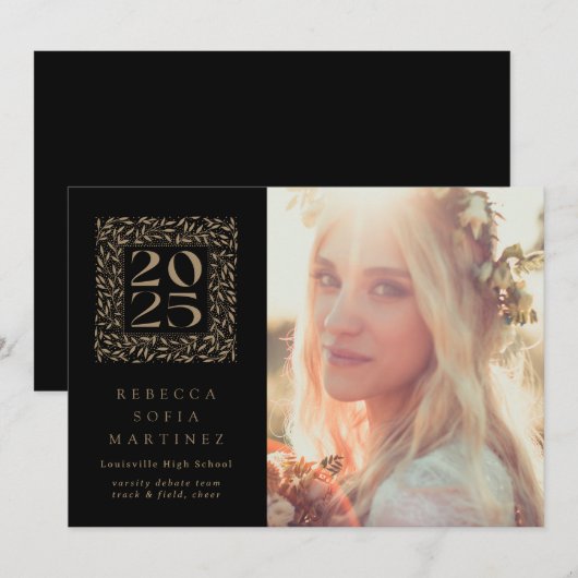 Leafy Jaar Fotoklas van 2025 Afstuderen Aankondiging (Voorkant / Achterkant)