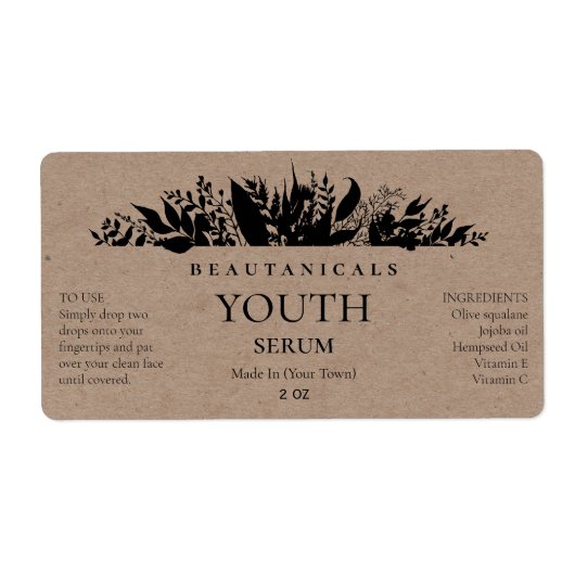 Leafy Kraft Paper Serum Labels (Voorkant)
