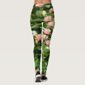 Leafy lacy roze, geel en groen lotus blossom leggings (Achterkant)