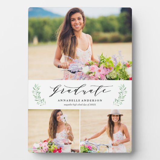 Leafy Laurels Afstuderen Foto Plaque Fotoplaat (voorkant)