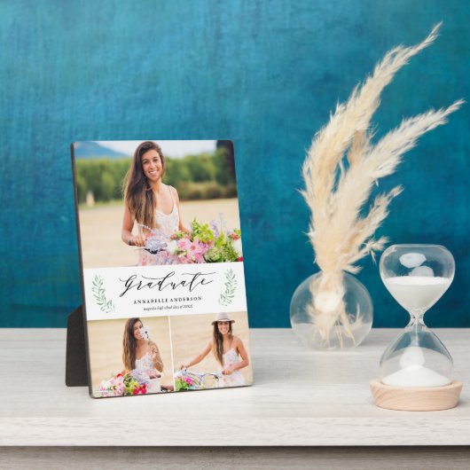 Leafy Laurels Afstuderen Foto Plaque Fotoplaat (Zijkant)