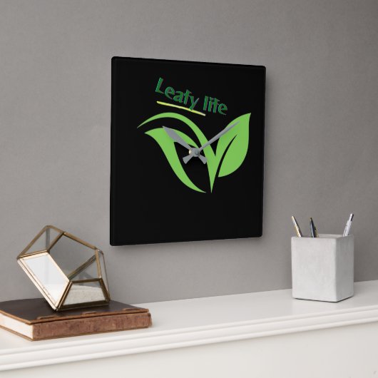 Leafy life vierkante klok (Kantoor)