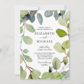 Leafy Lijst Eucalyptus Greenery Wedding Kaart (Voorkant)