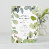 Leafy Lijst Eucalyptus Greenery Wedding Kaart (Staand voorkant)