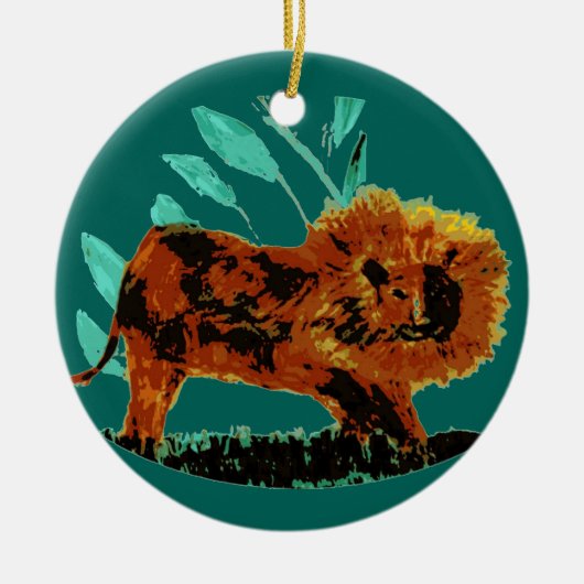 Leafy Lion Wild Animal Keramisch Ornament (Voorkant)