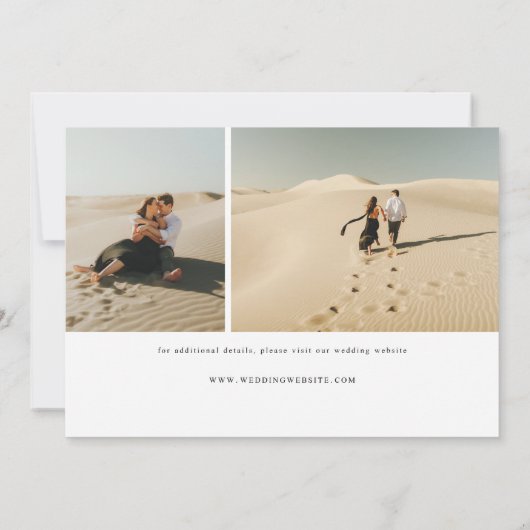 Leafy Minimal Moderne Calligrafie Foto met 2 knopp Save The Date (Achterkant)