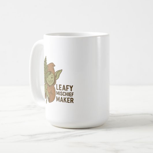 Leafy Mischief Maker - Schattigee Goblin Forest Cr Koffiemok (Voorkant links)