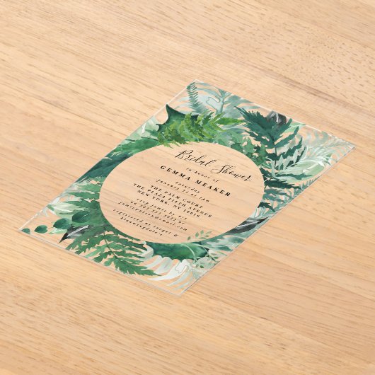 Leafy Modern Waterverf Acryl Vrijgezellenfeest Acryl Uitnodigingen (Laagn)