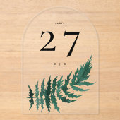 Leafy Moderne Waterverf Acryl Boog Tabel Nummer Uitnodigingen (Voorkant)