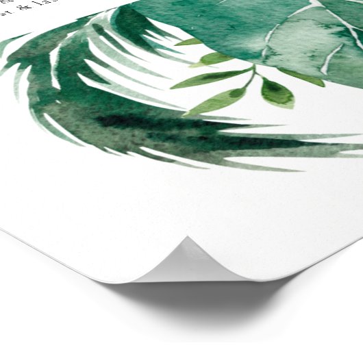 Leafy Monstera Green Fauna Wedding Seating Chart Poster (Hoek)