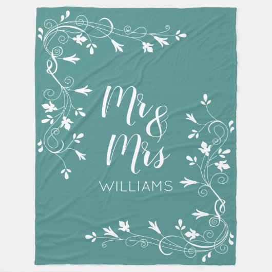 Leafy Natuur Mr & Mrs. Kies uw achtergrondkleur Fleece Deken (Voorkant)