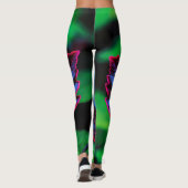 Leafy Neon Blue op Vivid Green Leggings (Achterkant)
