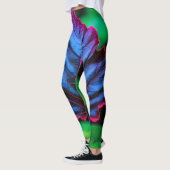 Leafy Neon Blue op Vivid Green Leggings (Links)