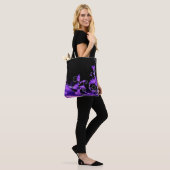 Leafy Paars Vines Canvas tas (Op model)