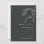 Leafy Palm Black White Rehearsal Dinner Invite Bedankkaart (Voorkant)
