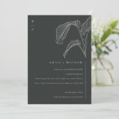 Leafy Palm Black White Rehearsal Dinner Invite Bedankkaart (Staand voorkant)