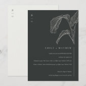 Leafy Palm Black White Rehearsal Dinner Invite Bedankkaart (Voorkant / Achterkant)