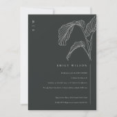 Leafy Palm Sketch Black White Baby shower Invite Bedankkaart (Voorkant)