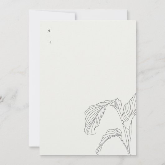 Leafy Palm Sketch Black White Baby shower Invite Bedankkaart (Achterkant)