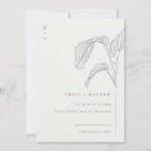 Leafy Palm Sketch Black White Save the Date Kaart (Voorkant)
