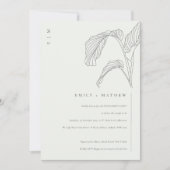 Leafy Palm Sketch Black White Verloving Invite Bedankkaart (Voorkant)