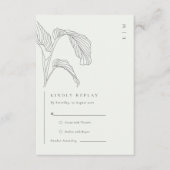 Leafy Palm Sketch Black White Weddenschap Receptio Informatiekaartje (Voorkant)
