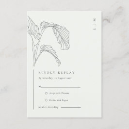 Leafy Palm Sketch Black White Weddenschap Receptio Informatiekaartje