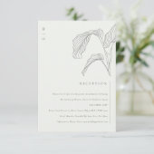 Leafy Palm Sketch Black White Weddenschap Receptio Informatiekaartje (Staand voorkant)