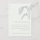 Leafy Palm Sketch Black White Wedding Details Informatiekaartje (Voorkant)