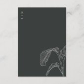 Leafy Palm Sketch Black White Wedding Details Informatiekaartje (Achterkant)