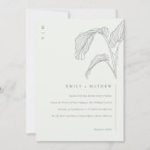 Leafy Palm Sketch Black White Wedite Invite Bedankkaart (Voorkant)