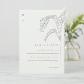 Leafy Palm Sketch Black White Wedite Invite Bedankkaart (Staand voorkant)