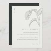 Leafy Palm Sketch Black White Wedite Invite Bedankkaart (Voorkant / Achterkant)