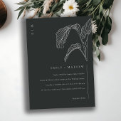 Leafy Palm Sketch Black White Wedite Invite Bedankkaart
